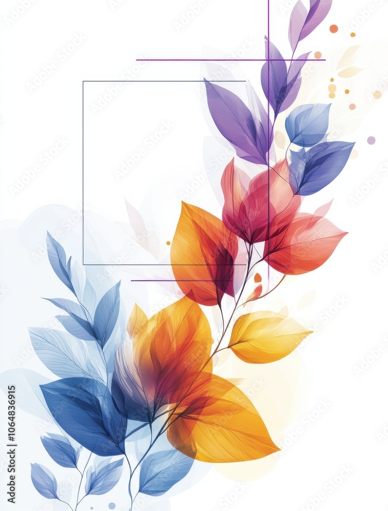Fototapeta premium Elegant abstract floral design with vibrant leaves illustration