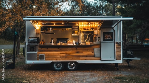 Modern Food Truck in Rustic Setting