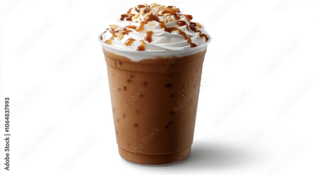 Iced Coffee with Whipped Cream Caramel and Nuts Iced Coffee with Whipped Cream Caramel and Nuts