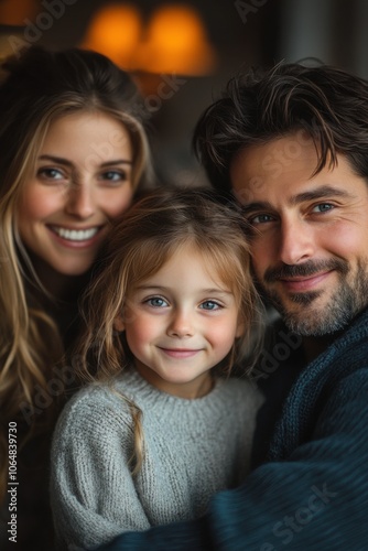 Smiling family posing for a picture