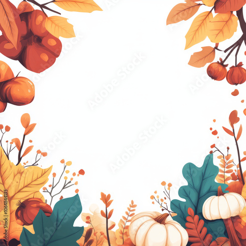 Autumn Leaves Frame Background,Thanksgiving,Generated By Ai photo