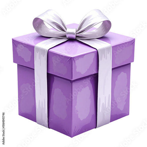 Elegant Purple Gift Box with Silver Ribbon
