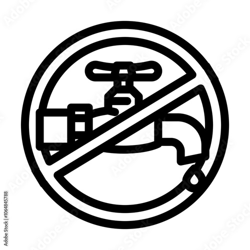 turn off tap reminder water saving line icon vector. turn off tap reminder water saving sign. isolated contour symbol black illustration