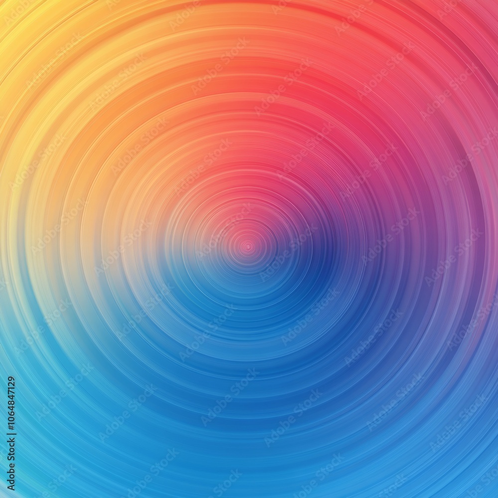 Fototapeta premium Abstract Circular Pattern with Gradient Colors Yellow Orange Red Blue and Purple