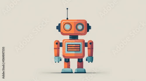 Small robot on white background. Funny robot isolated on white background. Illustration