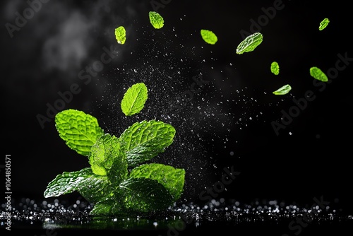 Bush mint leaves steeping in hot water, fresh native tea, Bush mint tea, concept Australian herbal brews photo