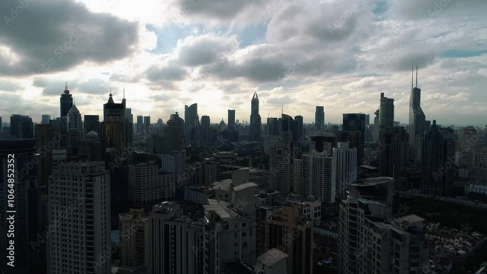 Aerial drone view of Shanghai city center in China,Asia. Huangpu River in Shanghai frome drone. Huangpu River, Huangxiepu or Chunshen River the landmark of Shanghai, Pudong and Puxi. Aerial drone view of Shanghai city center in China,Asia. Huangpu River in Shanghai frome drone. Huangpu River, Huangxiepu or Chunshen River the landmark of Shanghai, Pudong and Puxi.