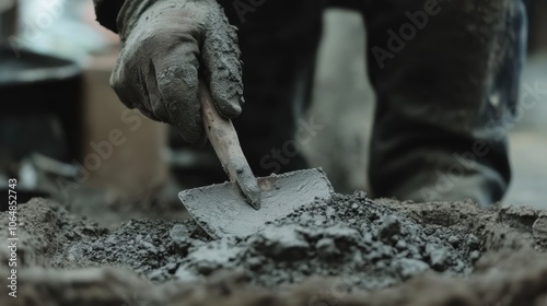 Wallpaper Mural A low-angle view of someone using the trowel to apply mortar, with the background softly blurred for action. Torontodigital.ca