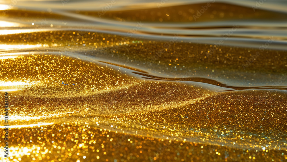 Close-up of golden water waves, abstract sunlight reflection. Close-up of golden water waves, abstract sunlight reflection.