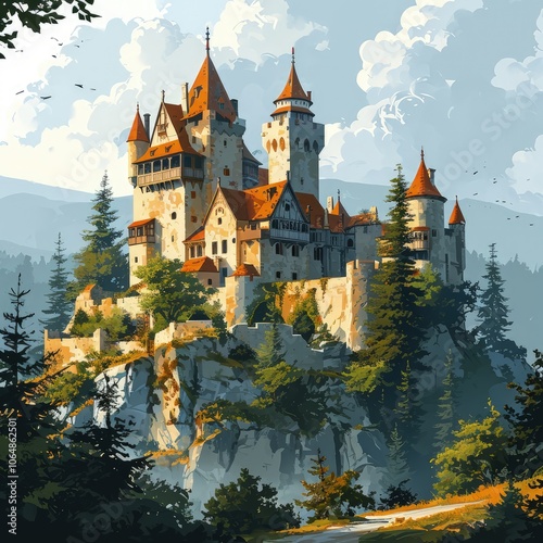 Wallpaper Mural Medieval Stone and Timber House in Rustic Village Setting Torontodigital.ca