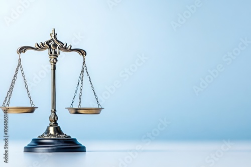 Symbolic Scale of Justice on Blue Background photo