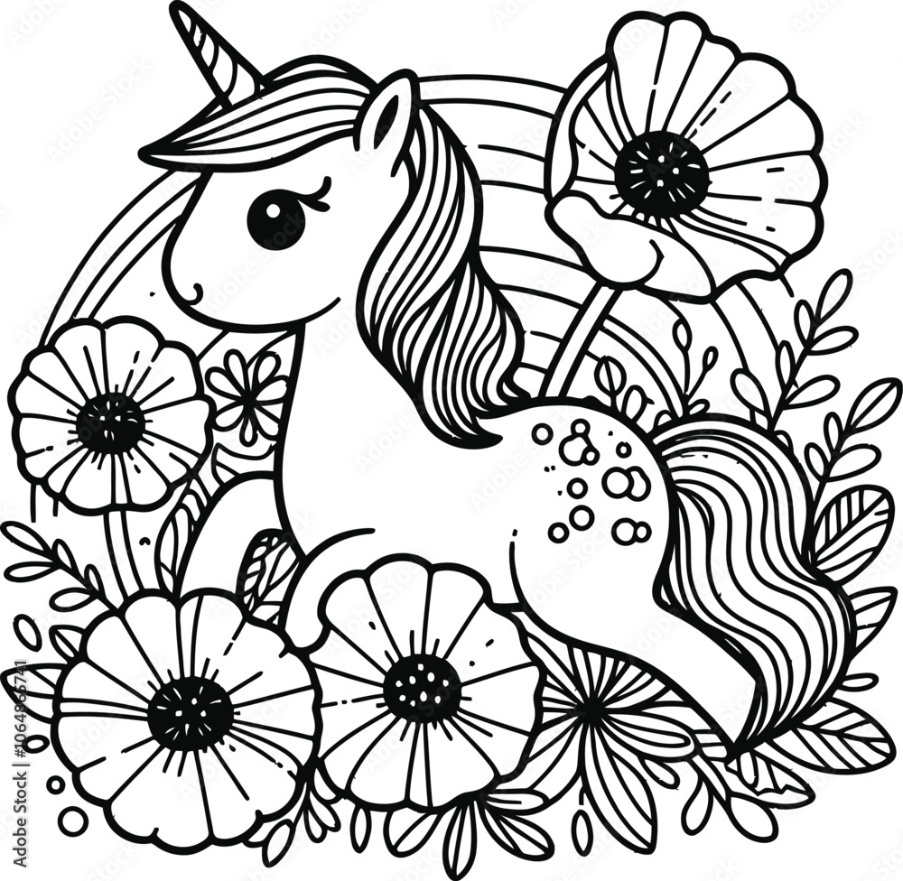 Fototapeta premium unicorn coloring pages for kids, Magical Unicorn Coloring Pages to Spark Joy, Inspire Creativity, and Fill Little Hearts with Enchantment