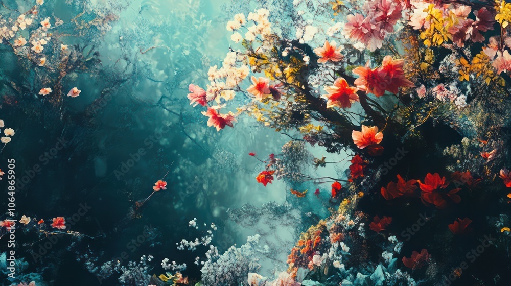 Artists creating abstract representations of nature beauty and movement. Illustrations Artists creating abstract representations of nature beauty and movement. Illustrations