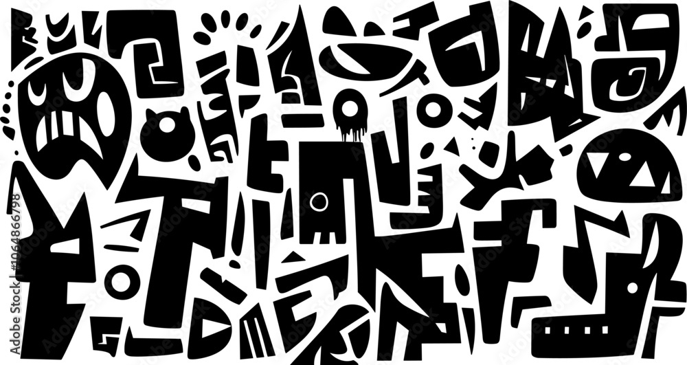 Obraz premium Graffiti design elements collection. Vector set of decoration elements in street art style.