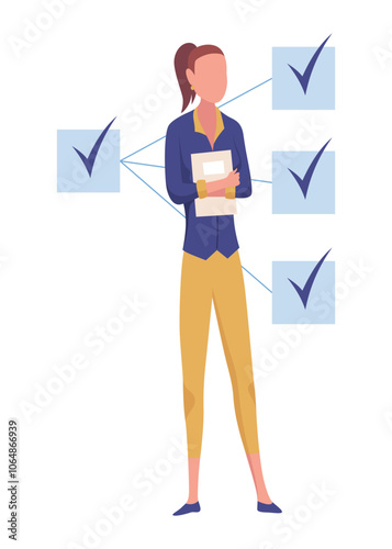 Effective time management. Efficiency work time. Freelance woman worker with productivity clock. Time management, control business time or work deadline concept, smart businesswoman