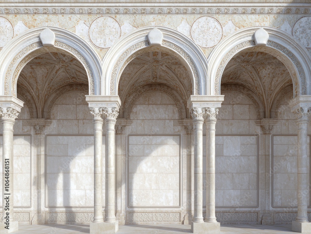 Elegant architectural arches with intricate detailing and soft lighting. Elegant architectural arches with intricate detailing and soft lighting.