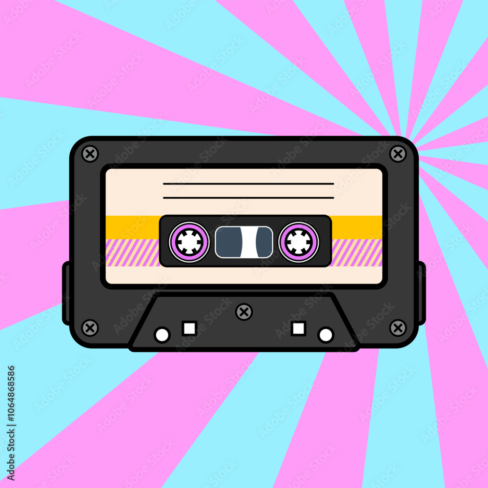 Fototapeta premium Tape cassette vector illustration background.