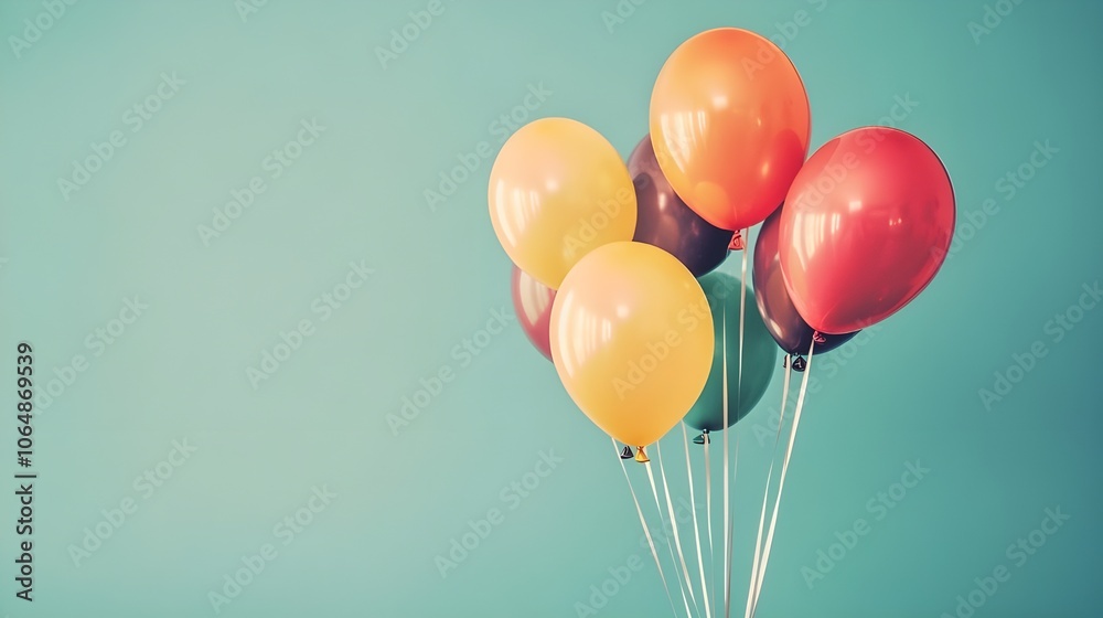 Colorful Balloons Beautifully Arranged on Teal Background. Colorful Balloons Beautifully Arranged on Teal Background.