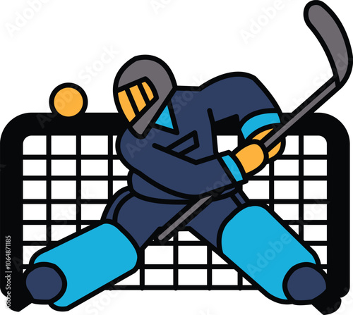 A hockey player is in the middle of a game holding a hockey stick