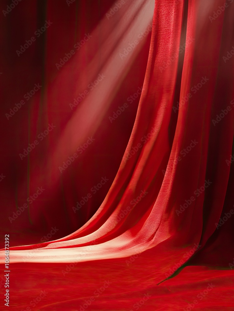 Red background, poster design with a red silk texture, Chinese New Year theme, vertical composition, bright light and shadow effect, prominent center of the screen. with generative ai Red background, poster design with a red silk texture, Chinese New Year theme, vertical composition, bright light and shadow effect, prominent center of the screen. with generative ai