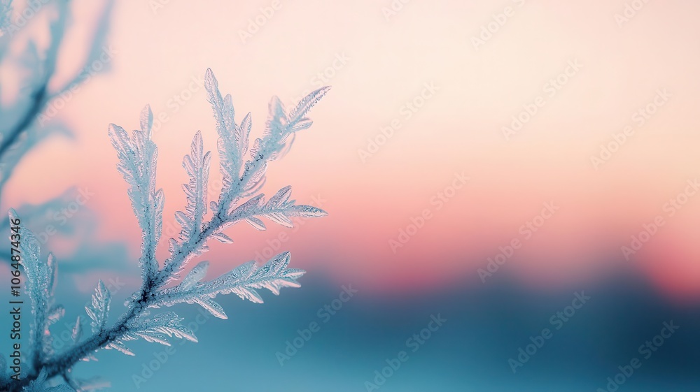 Closeup of frost on a window, intricate ice patterns, chilly winter morning