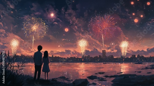 Fireworks displays creating magical moments of excitement and joy for all ages. Illustrations