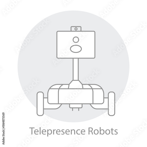Telepresence Robot Icon – Screen and Camera Symbolizing Remote Communication Support
