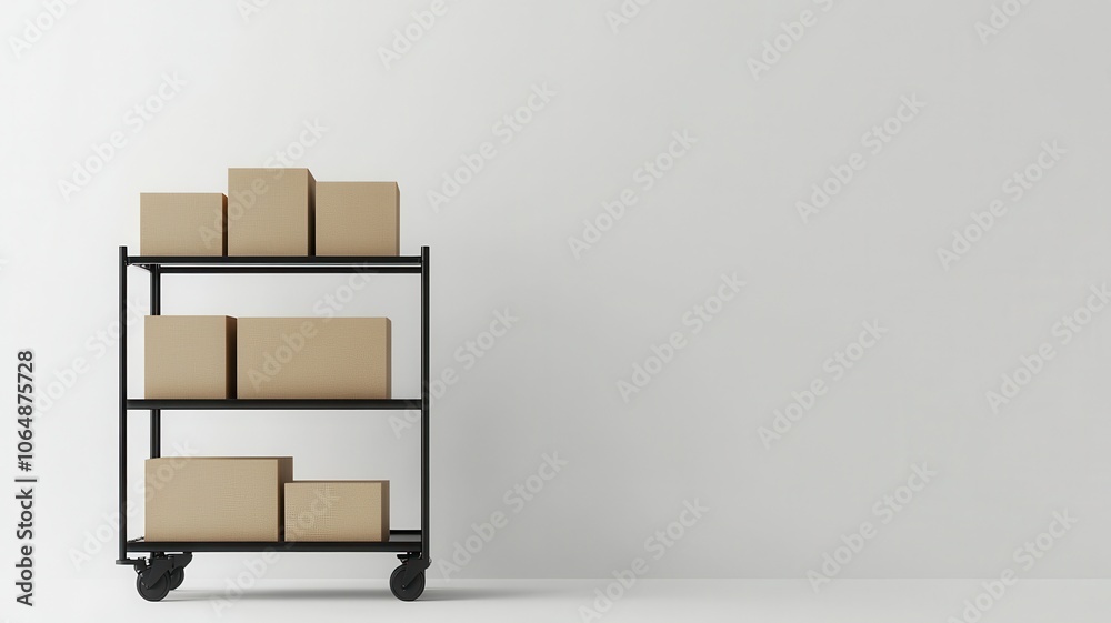 Paper boxes parcel in a trolley,concept shopping online and service home delivery,black friday,Shopping cart supermarket with boxes,Sales of products,online,goods through online trading platforms. Paper boxes parcel in a trolley,concept shopping online and service home delivery,black friday,Shopping cart supermarket with boxes,Sales of products,online,goods through online trading platforms.