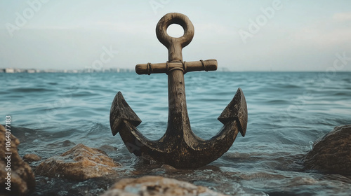 Big Anchor near the shore