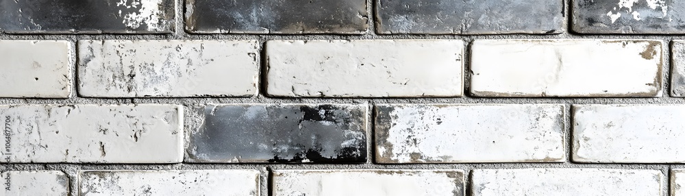 Fototapeta premium Close-up of a Weathered White Brick Wall