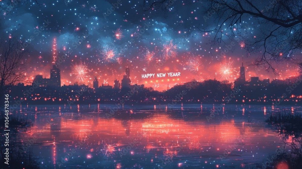 Obraz premium fireworks happy new year 