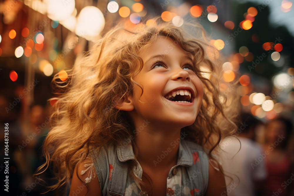 Generative AI picture of happy cheerful child on a summer festival Generative AI picture of happy cheerful child on a summer festival