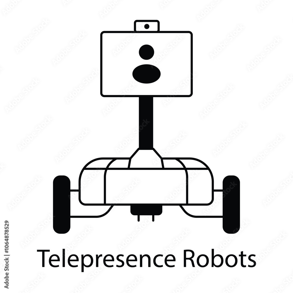 Fototapeta premium Telepresence Robot Icon – Screen and Camera Symbolizing Remote Communication Support