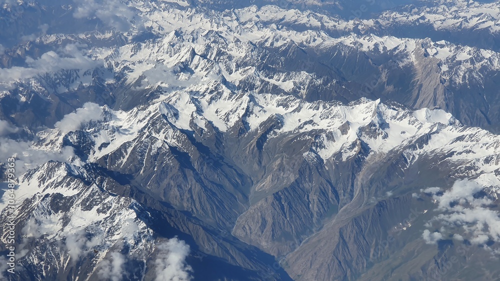 Fototapeta premium Pakistan mountains from above, aerial view