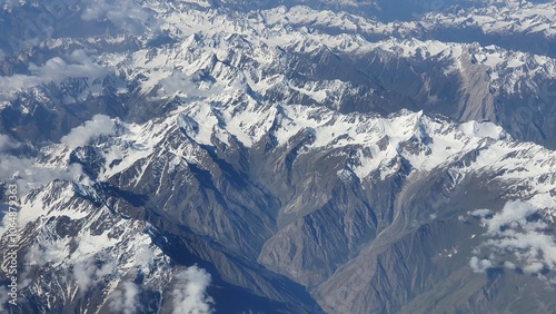 Pakistan mountains from above, aerial view