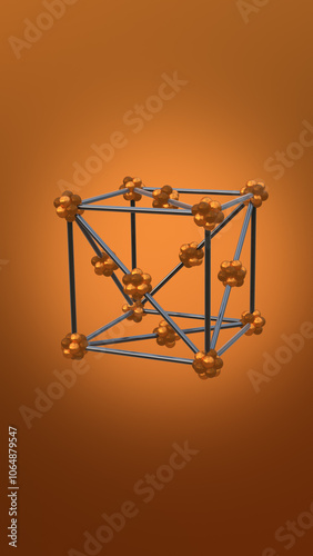 Crystal Copper Lattice Model 3D Illustration. photo