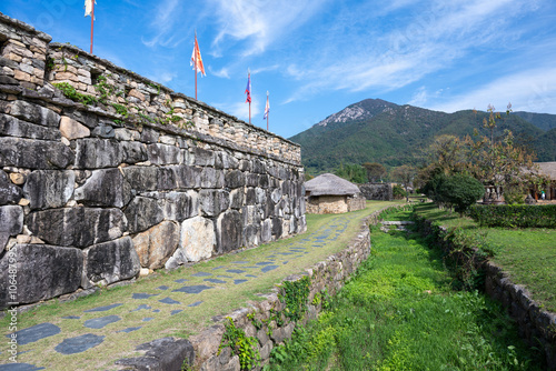 Korean Traditional House Scenery in Autumn