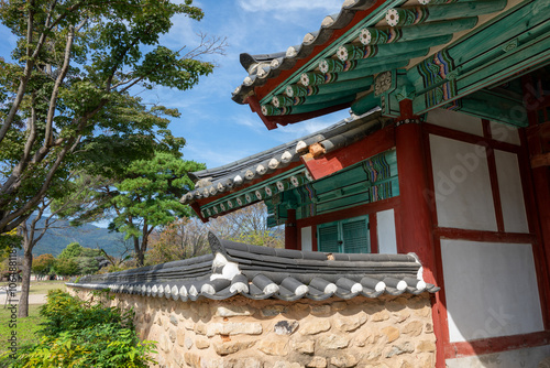 Korean Traditional House Scenery in Autumn