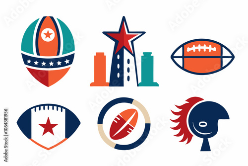 Abstract minimalist football icons for super bowl fan enthusiasts and design