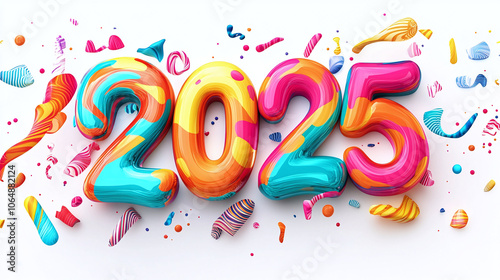 Illustration with year number 2025 on white background