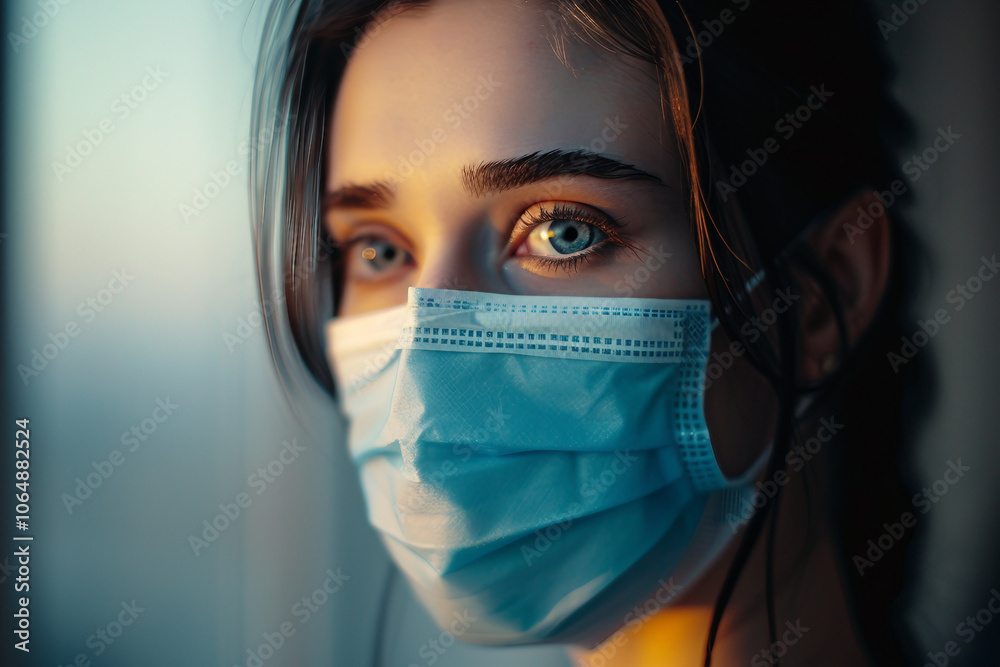 Covid global sefety campaign, Generative AI photo of people in protective facial mask quarantine pandemia Covid global sefety campaign, Generative AI photo of people in protective facial mask quarantine pandemia