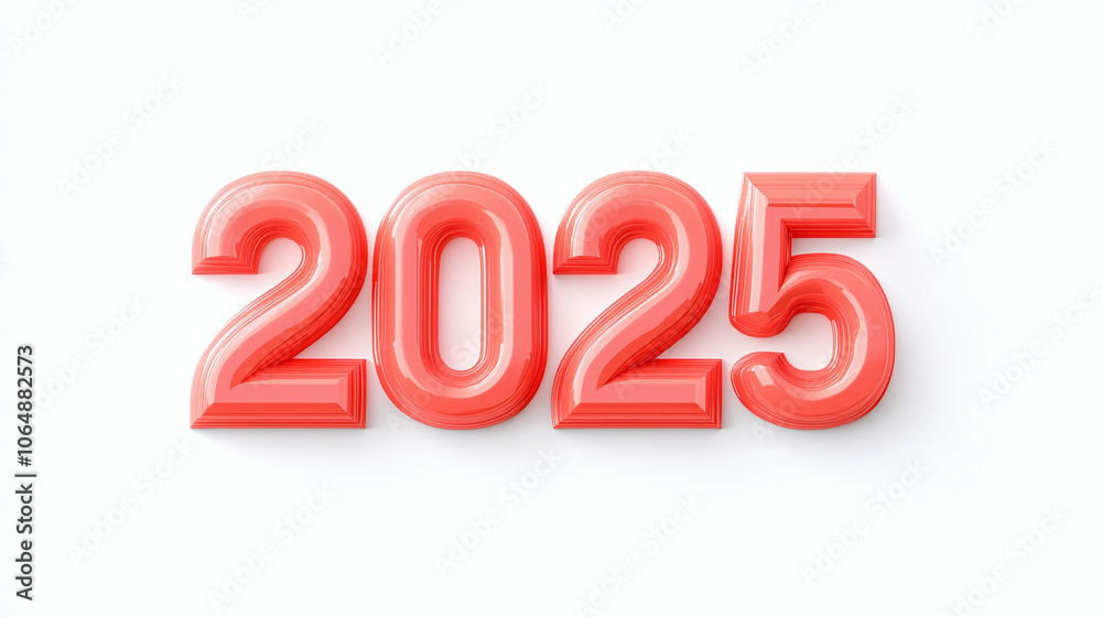 Illustration with year number 2025 on white background Illustration with year number 2025 on white background