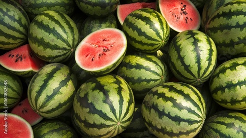 Watermelon, a popular summer fruit, is known for its sweet taste. photo