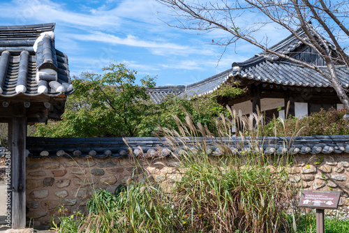 Korean Traditional House Scenery in Autumn