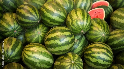Watermelon, a popular summer fruit, is known for its sweet taste. photo