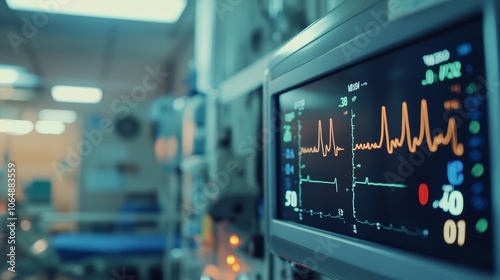 Wallpaper Mural Heart Rate Monitor Displaying EKG Rhythm in Hospital Room Torontodigital.ca