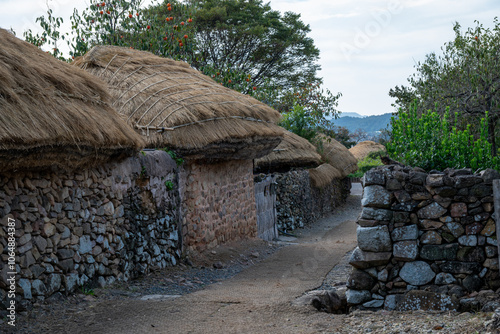 Korean Traditional House Scenery in Autumn