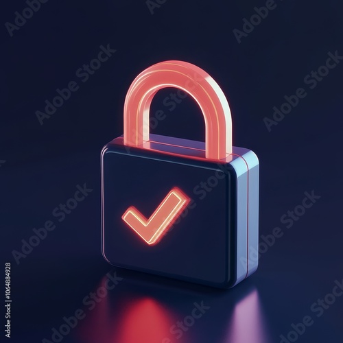 Secure & Protected: 3D Render of a Locked Padlock with a Checkmark