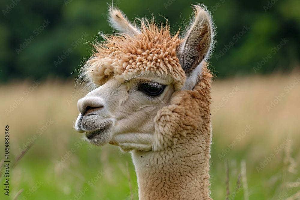 Obraz premium Generated AI portrait of cute alpaca lama