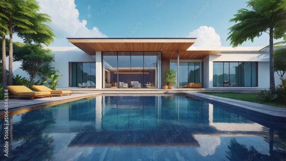 Luxury pool villa spectacular contemporary design digital art real estate home house and property Luxury pool villa spectacular contemporary design digital art real estate home house and property
